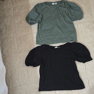 GAP Kids Puff Sleeve Tops - Green and Black